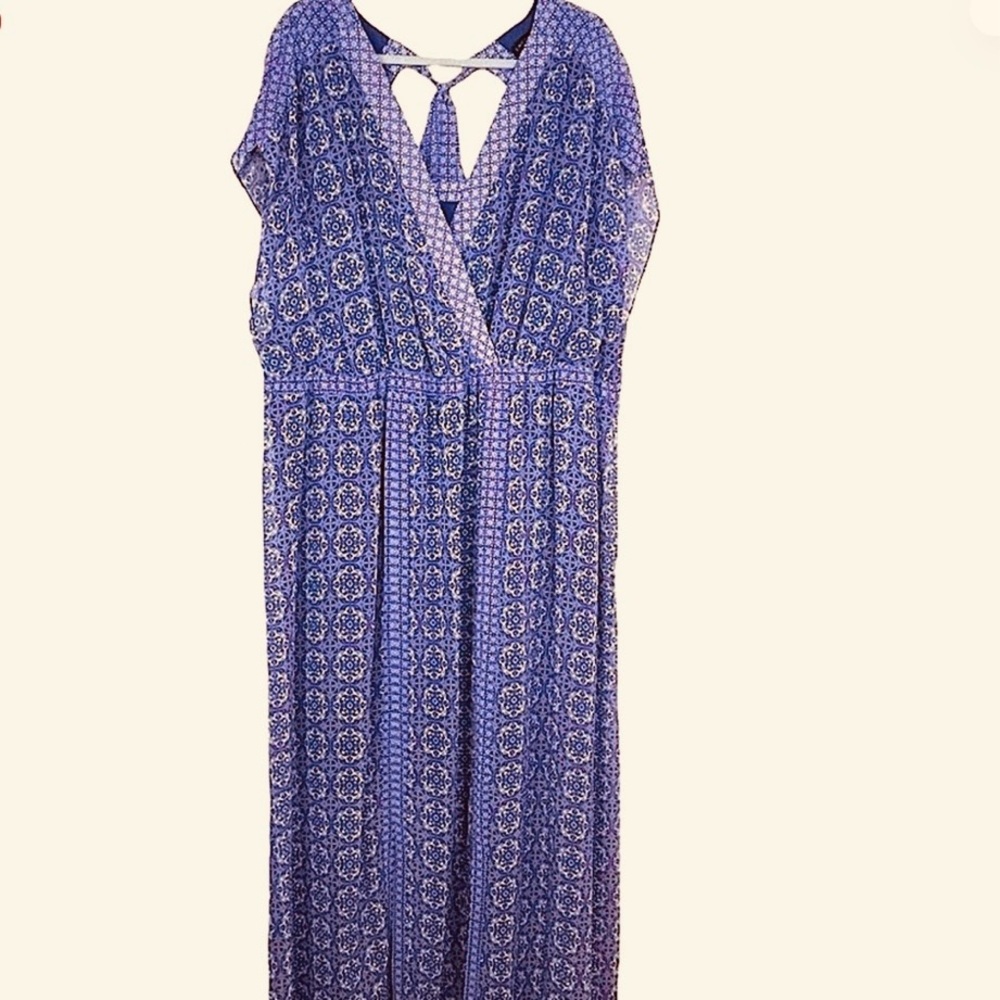 NWOT Lane Bryant Patterned Maxi Dress in Blue and Purple